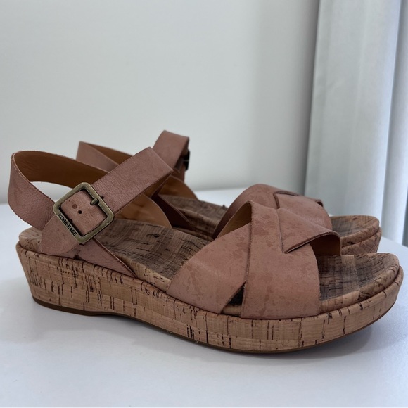 Kork-Ease Myrna Sandal Platform Cork Wedge Ankle Strap in Golden Sand NWOB, 9 - Picture 6 of 13